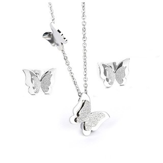 Bộ trang sức titan con bướm trắng
