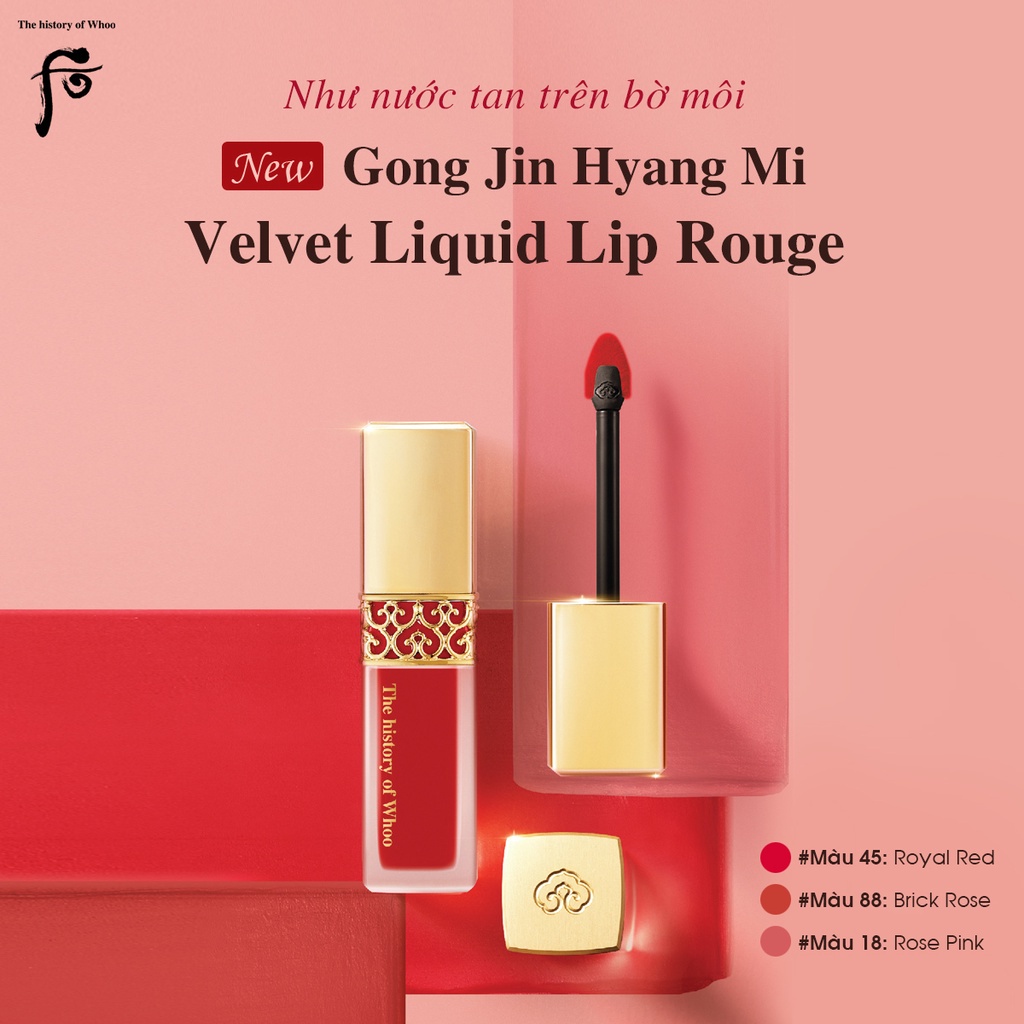 Son Kem Lì Whoo Mini Sang Trọng Quyến Rũ Whoo Velvet Liquid Liprouge 2.1g