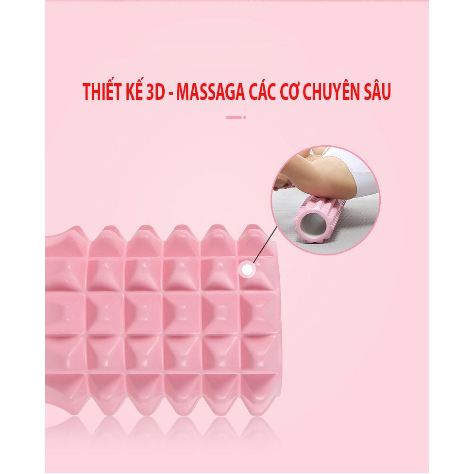 Ống trụ lăn giãn cơ Yoga Foarm Roller Massage lưng, cơ thể tại nhà, con lăn thể thao bằng xốp SAKOMART
