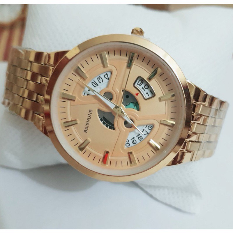Đồng Hồ Nam Baishuns Dây Kim Loại Giả Cơ Khung Thép Cao Cấp | BigBuy360 - bigbuy360.vn