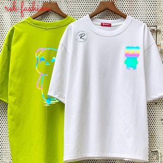 Áo Thun Áo Phông Tay Lỡ Unisex Phản Quang In Hình Gấu XX Vải Cotton Không Nhão Mát Mẻ Cổ Tròn Năng Động Nhiều Màu