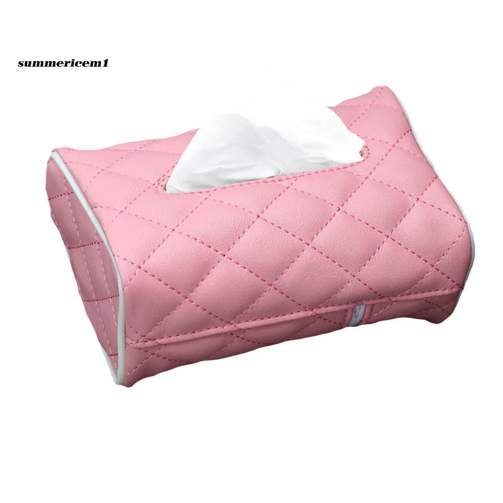 Hộp Đựng Khăn Giấy Giả Da Hình Chữ Nhật Gắn Sau Lưng Ghế Xe Hơi