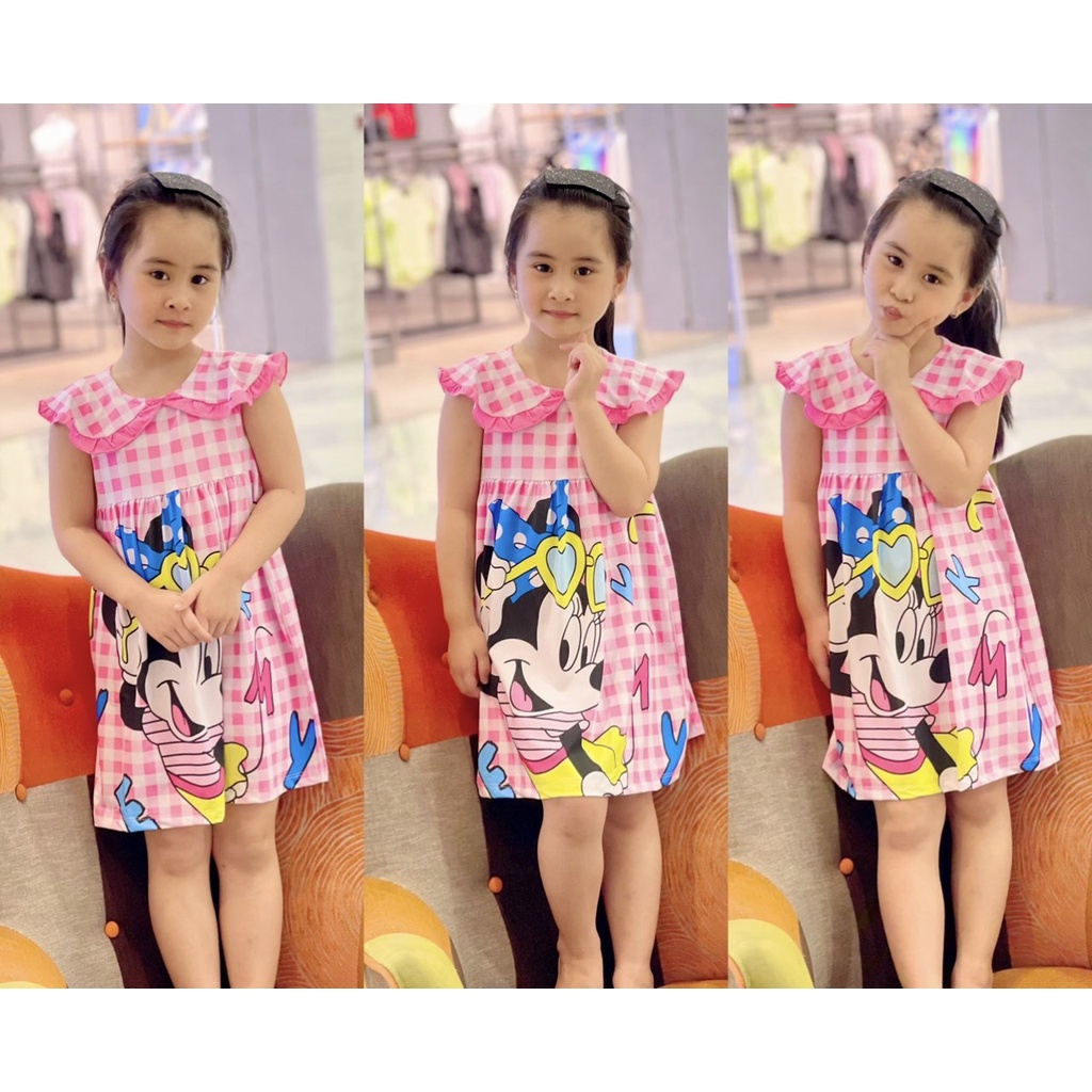 Đầm cổ sen dễ thương thun lạnh cho bé gái - Váy bé gái
