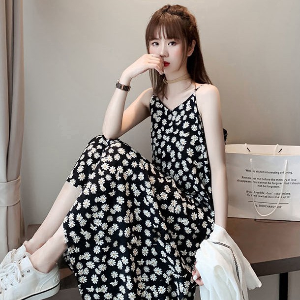 Đầm chiffon in hoa cúc nhỏ