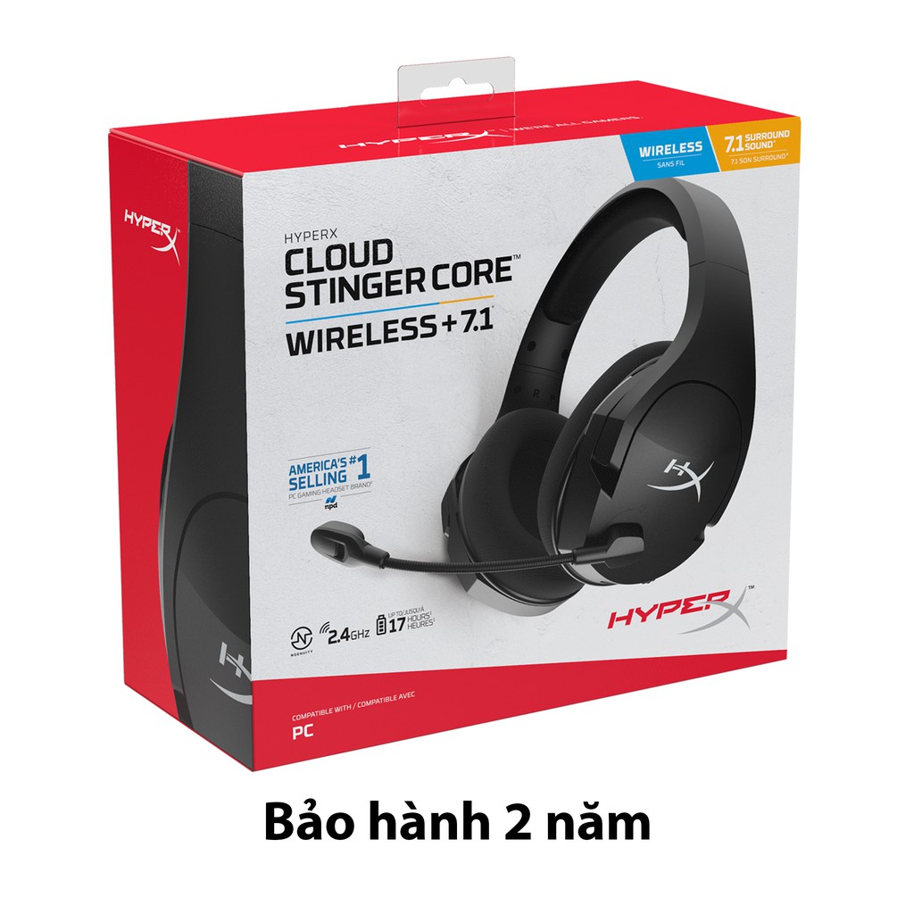 [Mã BMLT300 giảm đến 300K đơn 499K] Tai nghe không dây HyperX Stinger Core Wireless (4P4F0AA)