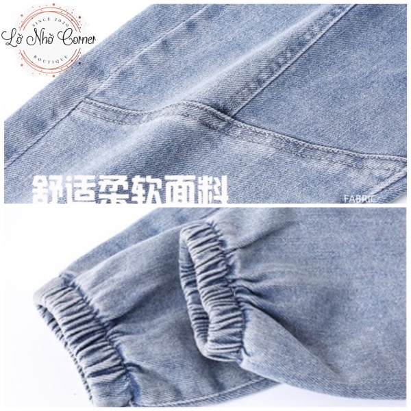 Quần jean jogger bò bé trai gái dáng rộng thời trang phong cách hàn quốc size đại 3/4/5/6/7/8/9/10/11/12 tuổi, 13-50kg
