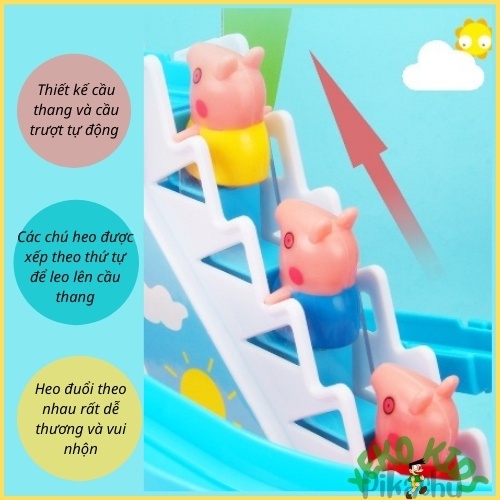 Đồ chơi vui nhộn heo peppa pig leo cầu thang cho bé trai và bé gái 1 2 3 4 5 tuổi, đồ chơi giải trí Bkid21