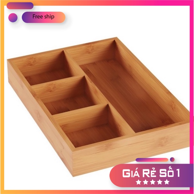Khay gỗ đựng đồ chia ngăn 3 ngăn đa năng bằng gỗ thông