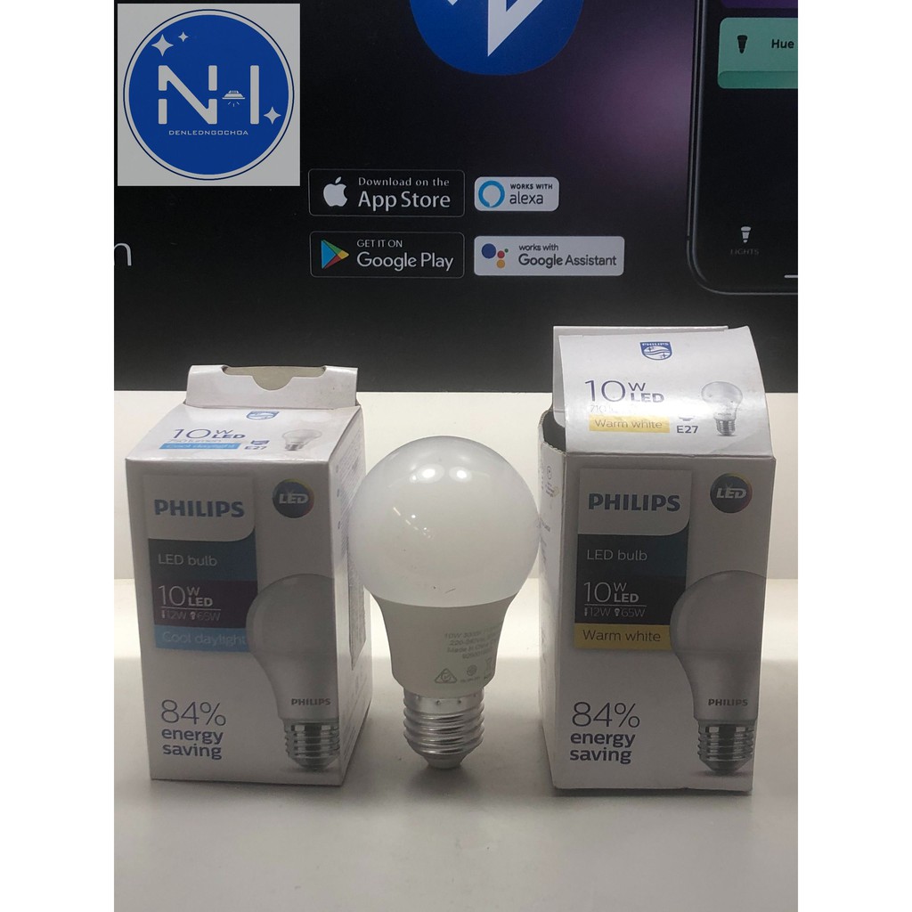 Bóng Đèn LedBulb Ecohome PHILIPS 10W E27 750Lm Ánh Sáng Trắng/Vàng Bảo Hành 2 Năm (1 Đổi 1)