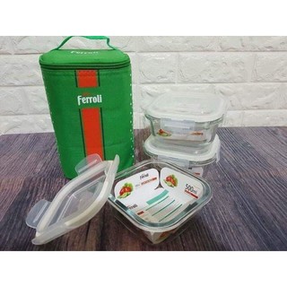 SET HỘP THỦY TINH FERROLI  KÈM TÚI GIỮ NHIỆT