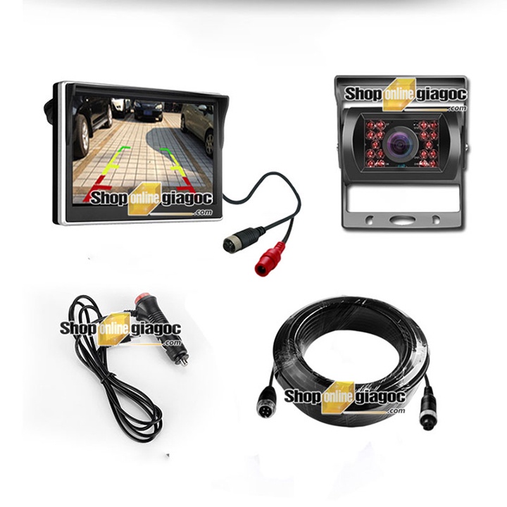 Combo Camera Lùi Chống Nước Gắn Xe Tải Màn Hình 5 Inch
