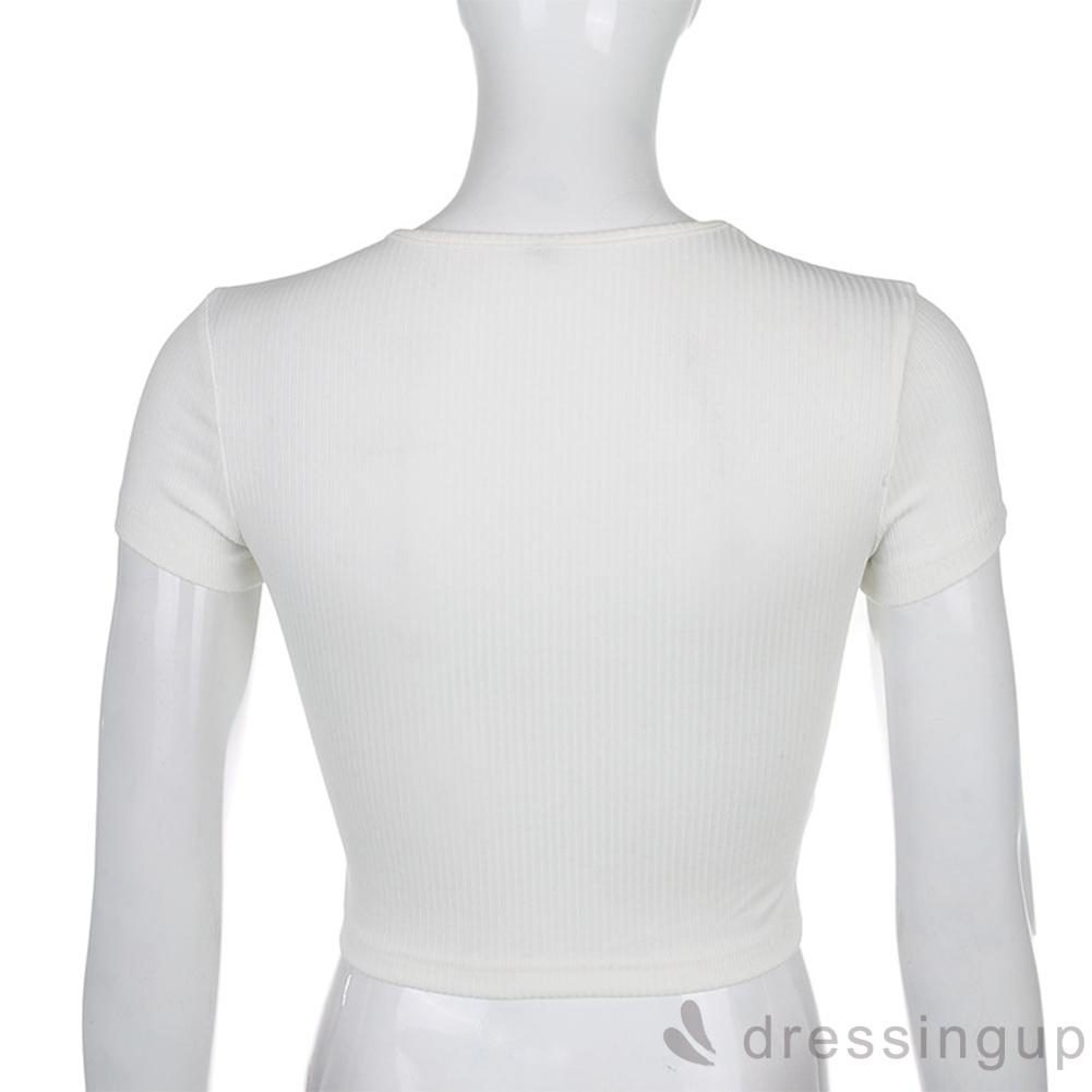 Áo Thun Ngắn Tay Cổ Tròn In Chữ Cá Tính Dành Cho Nữ