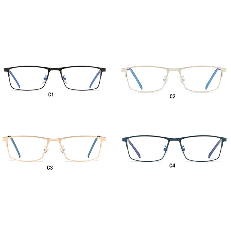 Square Business Men's Eyeglasses Frame Metal Frame Blue Film Flat Glasses Men