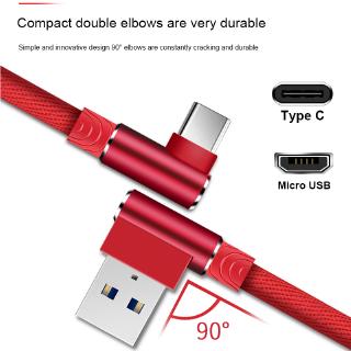 Premium 90 Degree Charging Cables Type-C Micro USB iPhone 3.0A Fast Charge Cables for iPhone OPPO all Mobile Phone