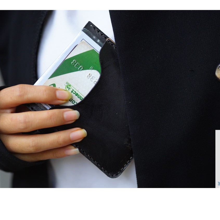 Ví nam Mini Nam Nữ RAM Leather Da Bò Italia Vegtan Màu Đen