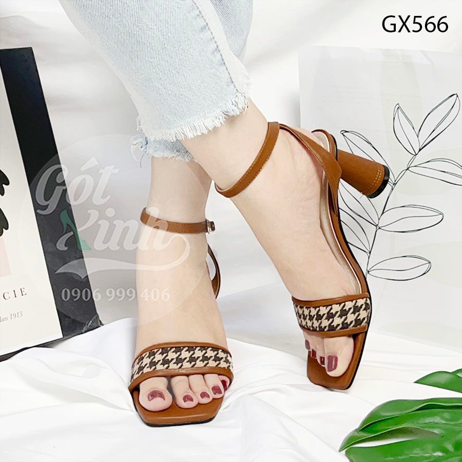 Sandal cao gót quai ngang nữ kẻ ziczac 7 phân - size 40 41 42 có sẵn