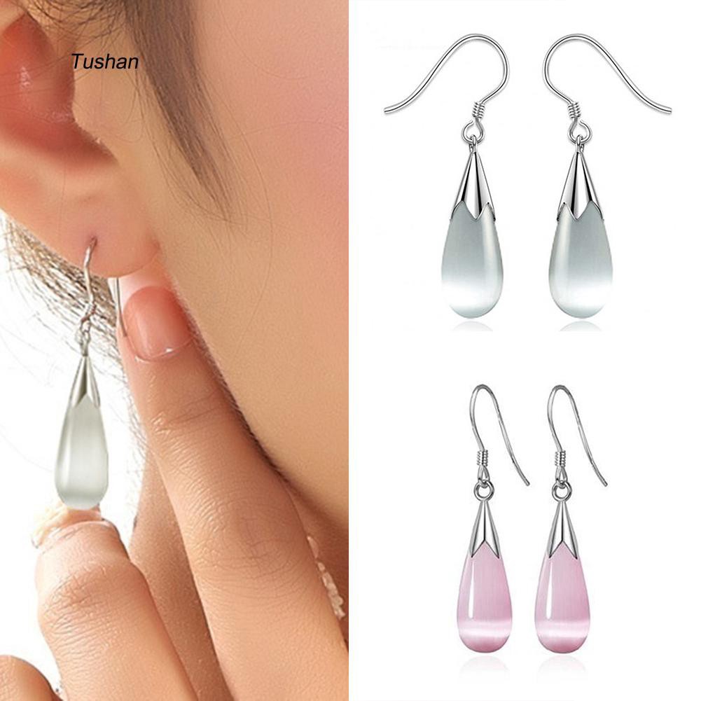 Bông Tai Hình Giọt Nước Đính Đá Opal Thời Trang Dành Cho Nữ
