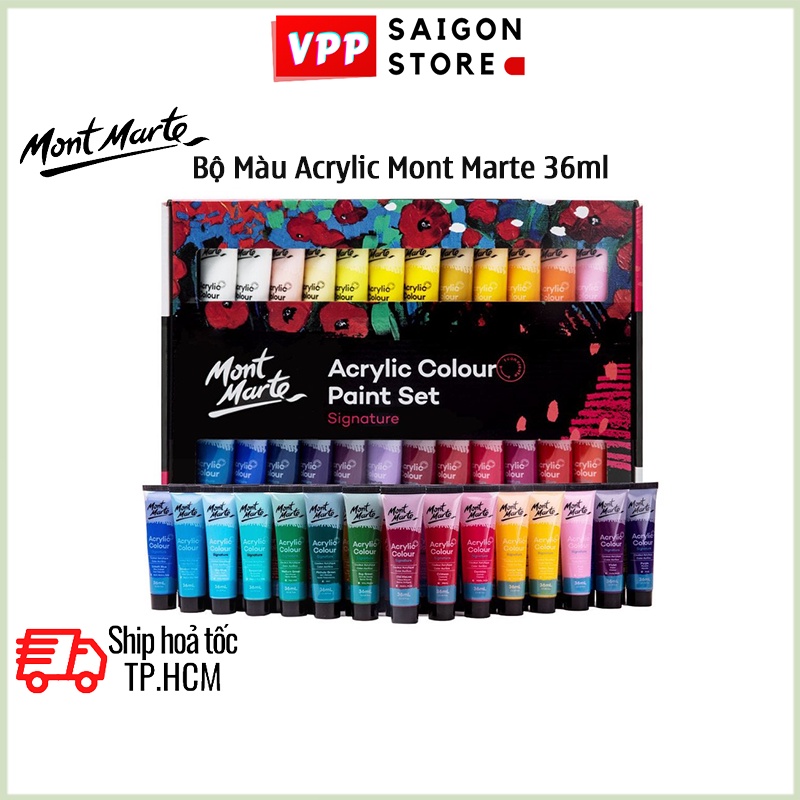 Bộ Màu Acrylic Mont Marte 18/24/36/48 Màu x 36ml - MSCH1836/MSCH2436/MSCH3636/MSCH4836