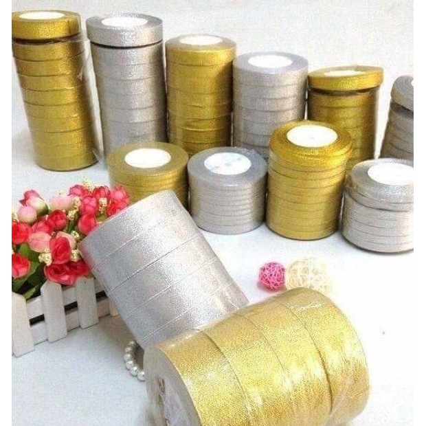 Set 10 cuộn ruy băng kim tuyến 1cm - 2cm và Set 5 cuộn ruy băng kim tuyến 2,5cm - 4cm (22m/cuộn)