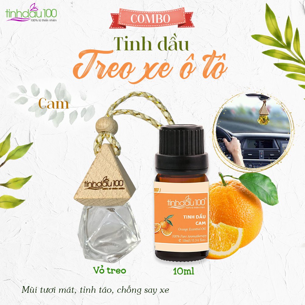 Tinh dầu thơm treo xe ô tô Tinh Dầu 100 chống say xe, thơm phòng, khử mùi nhà vệ sinh, treo tủ quần áo