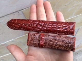Dây Đồng Hồ Da Cá Sấu Lót Da Đà Điểu size 20 & 22
