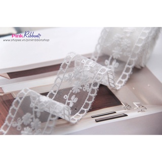 Ren trắng mỏng 3.5cm, nguyên liệu thủ công phụ liệu may mặc, phụ kiện tóc