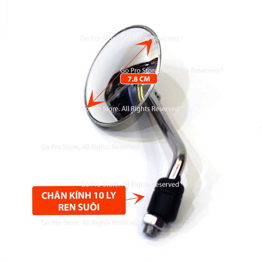 Kính Chiếu Hậu TRÒN CẦU LỒI MINI Inox - T10