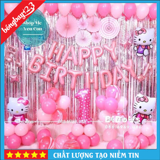 Set Bóng Bay Trang Trí Sinh Nhật Kitty Cho Bé Gái, ComBo Trang Trí Tiệc Thôi Nôi Đầy Tháng Siêu Đẹp 🌸🌸🌸