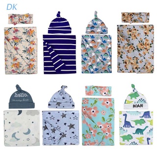 Set 2 món gồm băng đô/mũ cotton quấn em bé sơ sinh