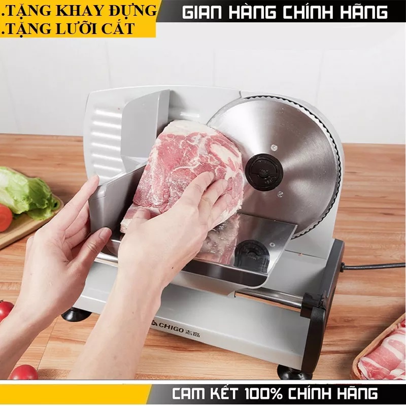 Máy Thái Thịt Đông Lạnh Chính Hãng Chigo - Thái Thịt Chín, Củ Quả, Bánh Mỳ, Giò Chả - Motor Lõi Đồng 200W