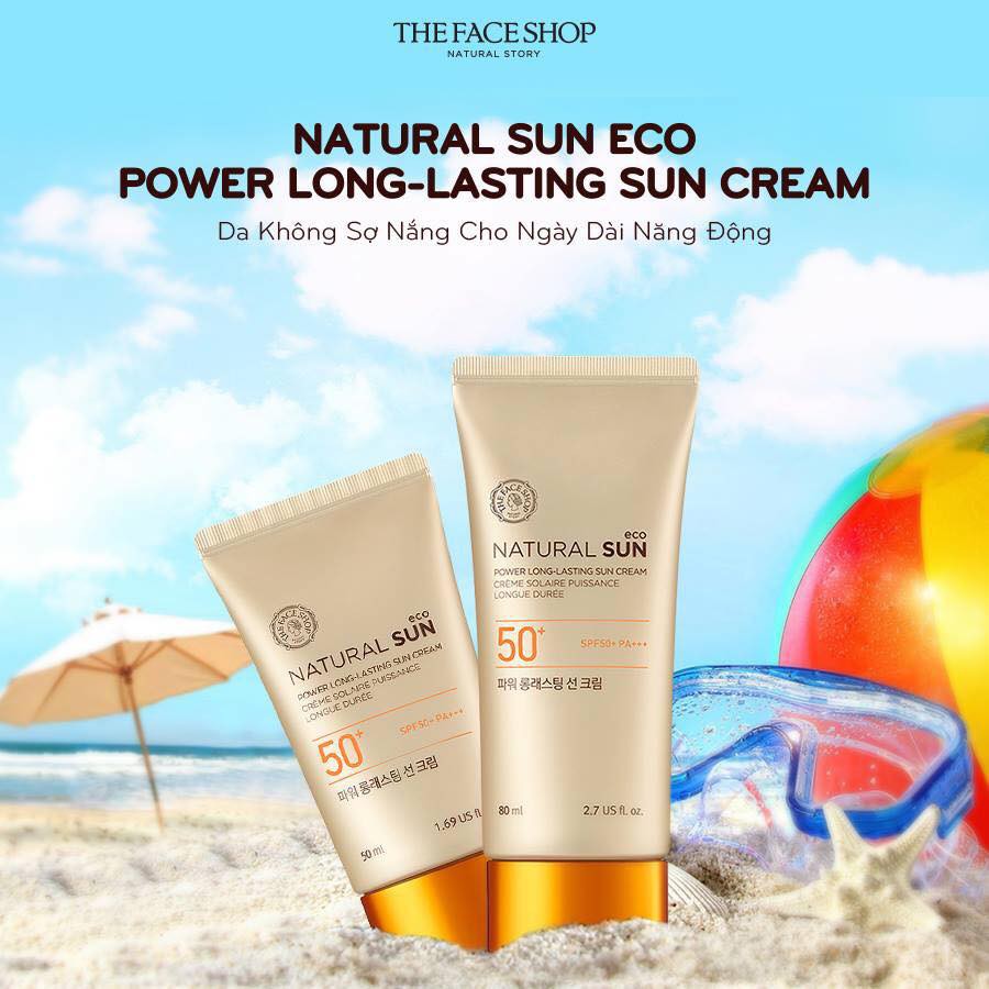 Kem Chống Nắng TheFaceShop Lâu Trôi Natural Sun Eco Power Long-Lasting Sun Cream Spf50+ Pa+++ 80ml