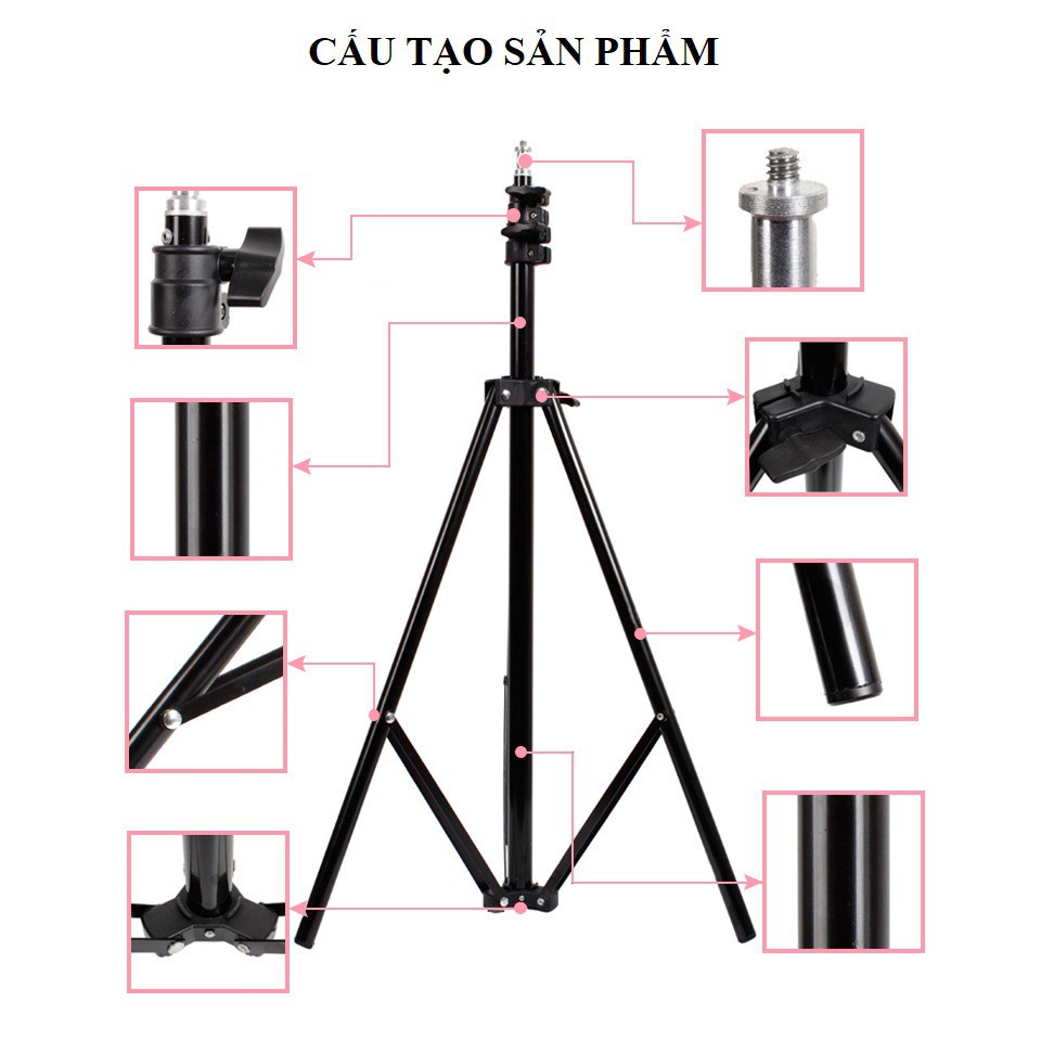 Bộ Đèn Livestream Selfiecom - Cây TRIPOD Đa Năng Hỗ trợ chụp ảnh, quay video, gắn đèn Livestream Full Phụ Kiện(PD5065)