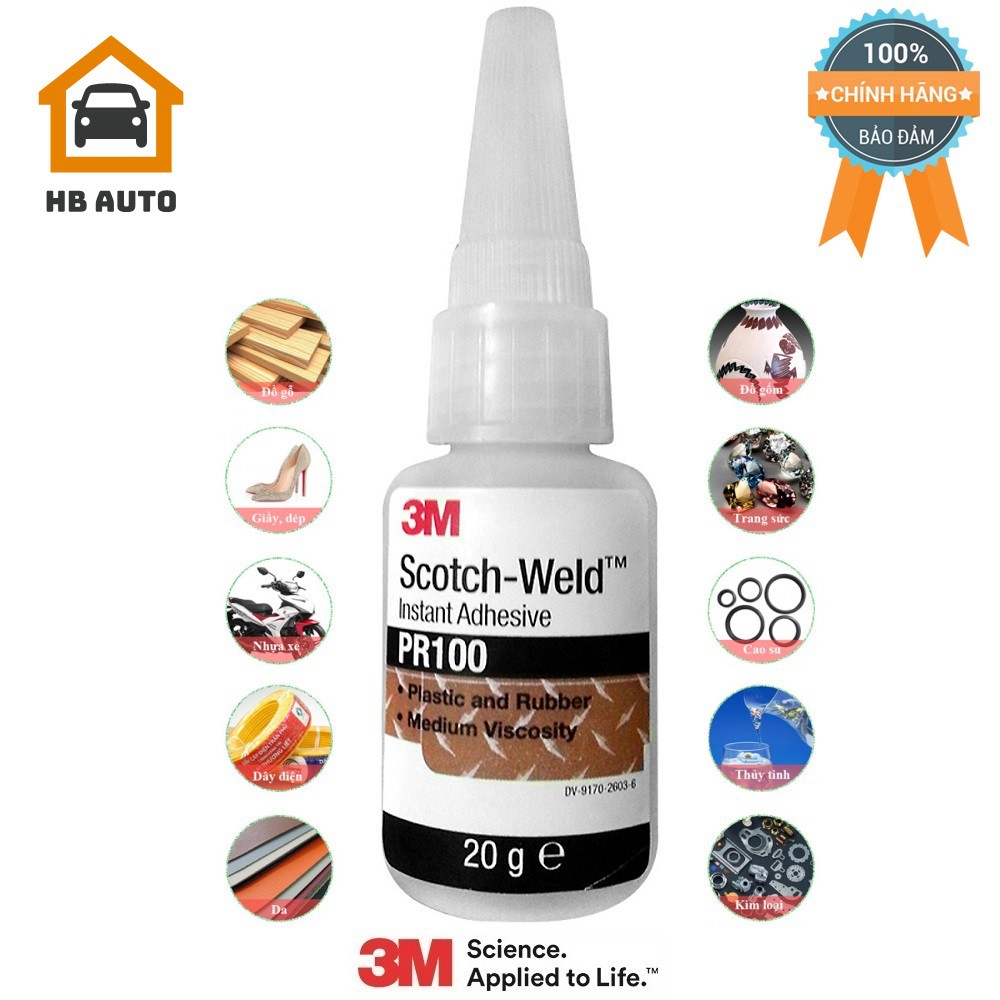 { SIÊU DÍNH } Keo Siêu Dính 3M thương hiệu từ MỸ PR100 Scotch-Weld Plastic &amp; Rubber Instant Adhesive 20g