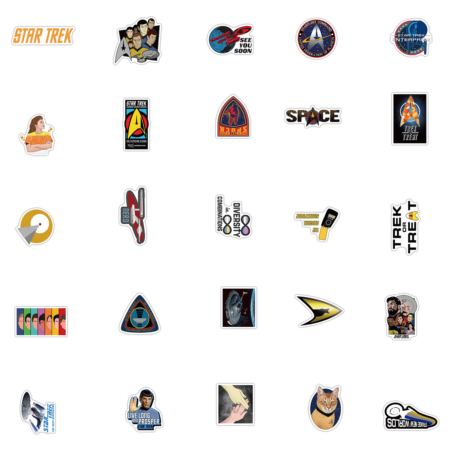 Y&P| Bộ 50 nhãn dán họa tiết hoạt hình ✨ Star Trek