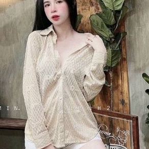 Áo Sơmi dài tay ren Di or mềm mịn 2 màu Trắng Be da