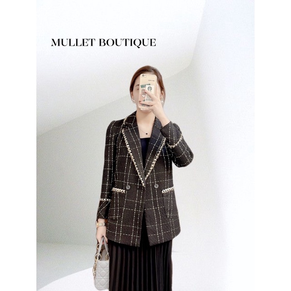 Áo 𝐁𝐥𝐚𝐜𝐤𝐜𝐚𝐭 Blazer dạ kẻ