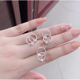 Bông tai vòng bi xinh bạc ta, khuyên tai bạc nữ dễ thương