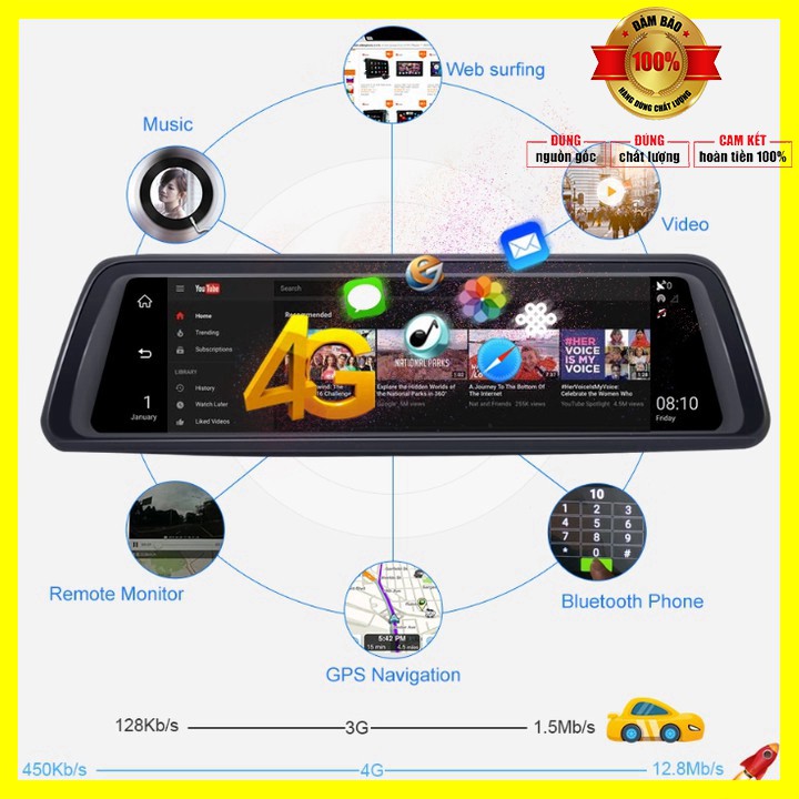 [ BẢO HÀNH 12 THÁNG] - Camera hành trình gương cao cấp Whexune K950 tích hợp 4 camera,Wifi, GPS | BigBuy360 - bigbuy360.vn