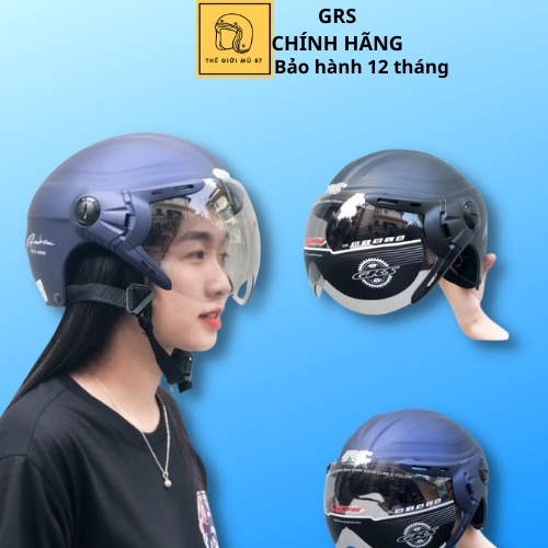 Mũ bảo hiểm nửa đầu GRS A860, có kính, nhiều màu, hàng chính hãng, phom mũ đầu to, bảo hành 12 tháng, Thế Giới Mũ 87