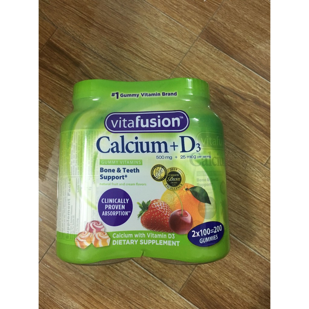 Kẹo dẻo bổ sung vitamin Vitafusion Calcium + D3 500mg (100 Viên/Hộp)
