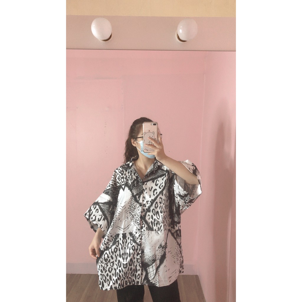 Áo sơ mi cộc tay unisex form rộng họa tiết loang báo (kèm ảnh thật) | BigBuy360 - bigbuy360.vn