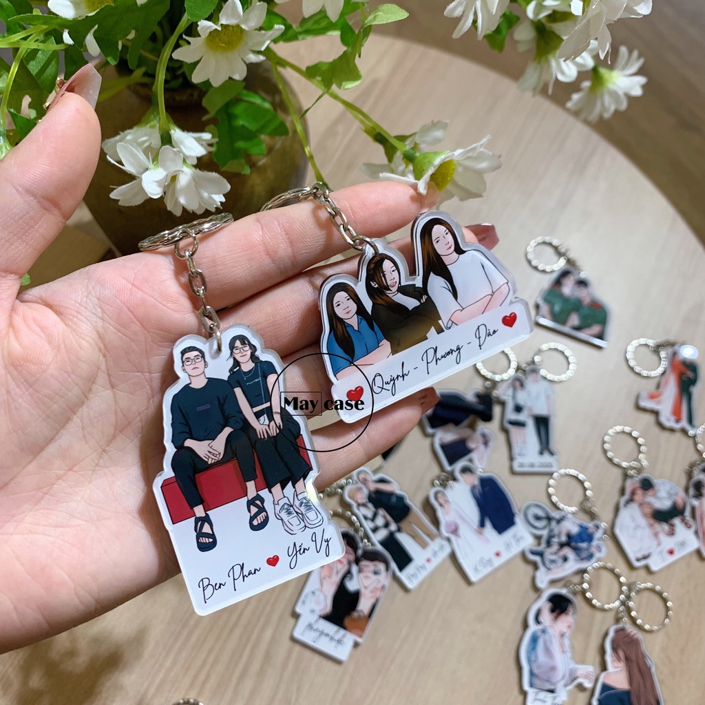 Móc khóa vẽ line in hình theo yêu cầu