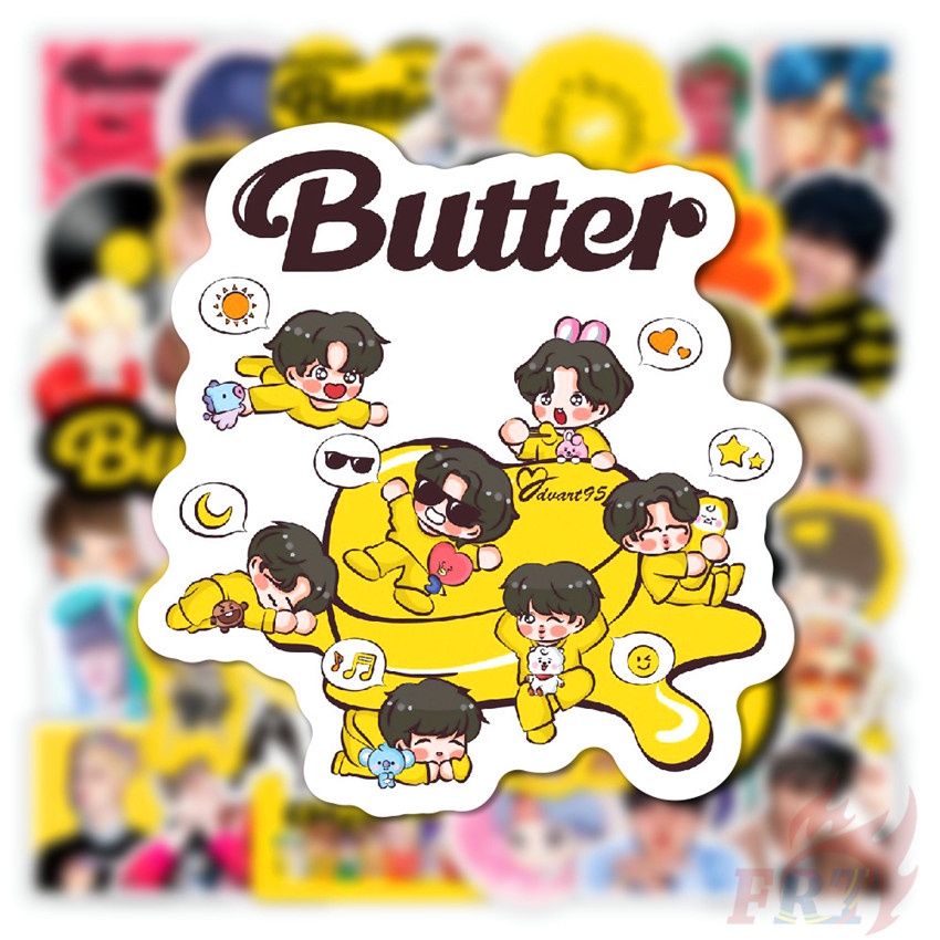 Bộ 50 miếng dán chống thấm nước trang trí vali laptop / ván trượt họa tiết hoạt hình Bt21 01