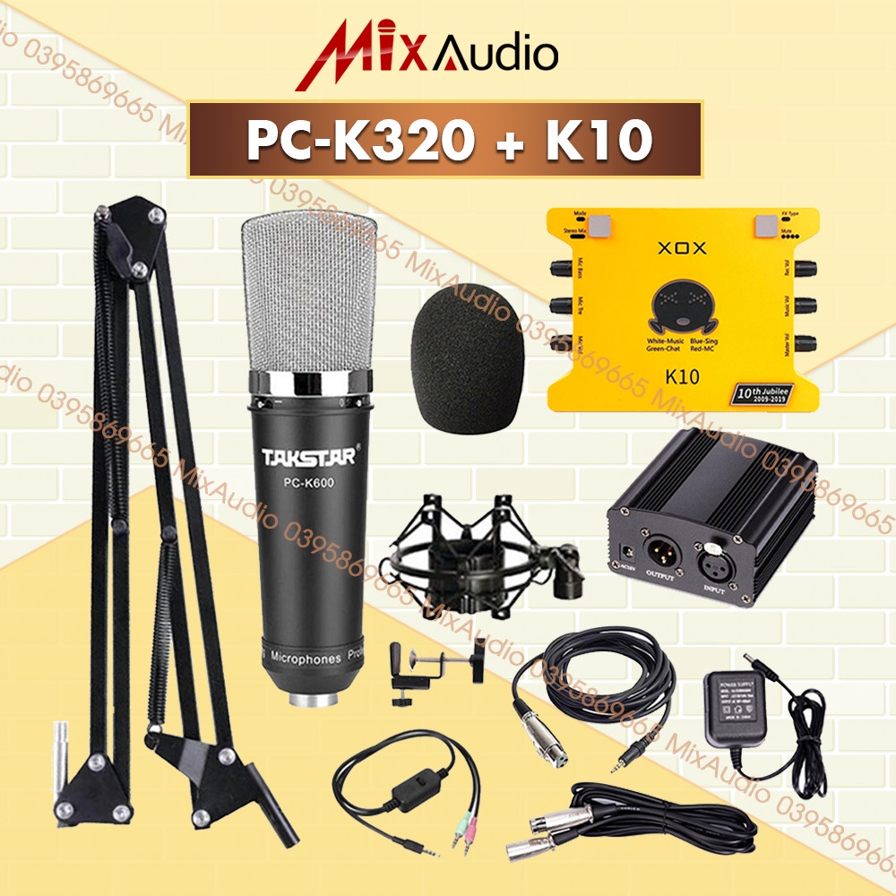 Combo Mic Thu Âm TAKSTAR PC-K600, Sound card K10, Micro chuyên nghiệp, hàng chính hãng [BH 1 NĂM]