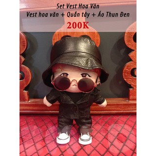 Bộ Vest Đen Hoa Văn Chìm (Không kèm Doll) BTS - Outfit Doll 20 cm - 2Mom7Dolls Handmade