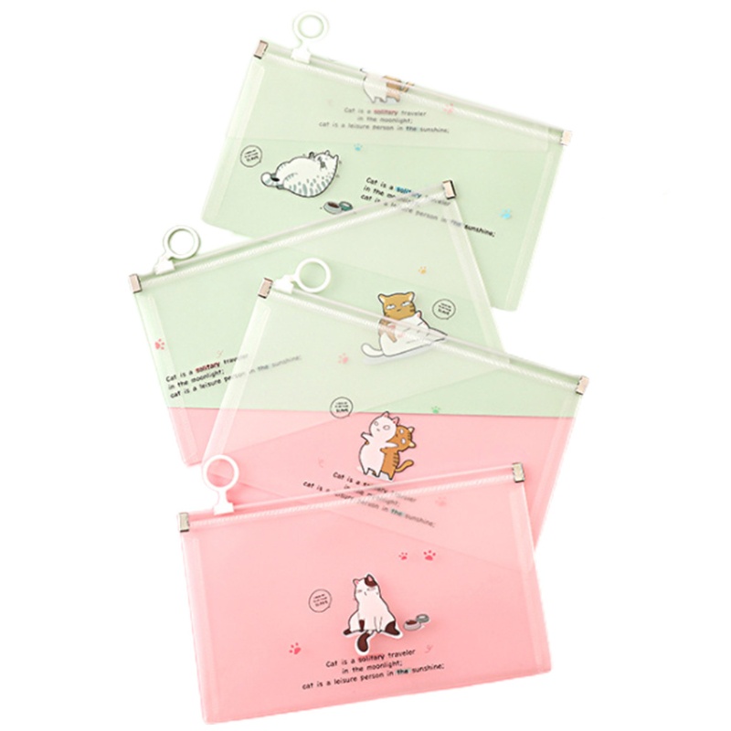 Bộ 4 Túi Đựng Mỹ Phẩm Chống Thấm Nước Có Khóa Kéo In Hoạt Hình Dễ Thương