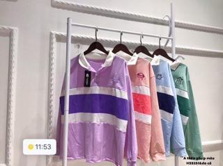 Áo thêu gấu phối màu -HS