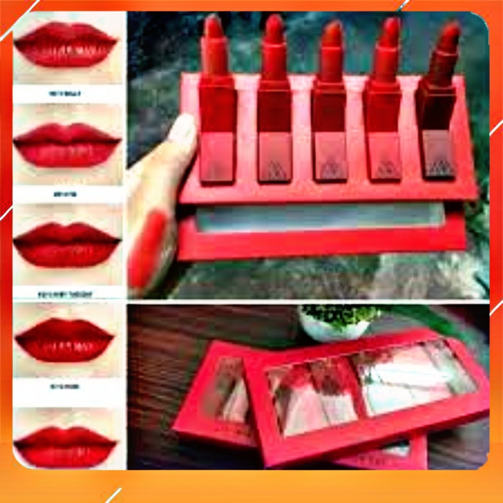 Set Son Lì 3CE Mini [FREE SHIP, TẶNG 3 CHAI DẦU THƠM] Free ship Sở Hữu Ngay Set 5 Cây Son Lì 3CE Red Recipe Mini Lip Kit