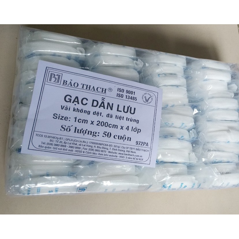 Gạc dẫn lưu Bảo Thạch (50cuộn/gói)