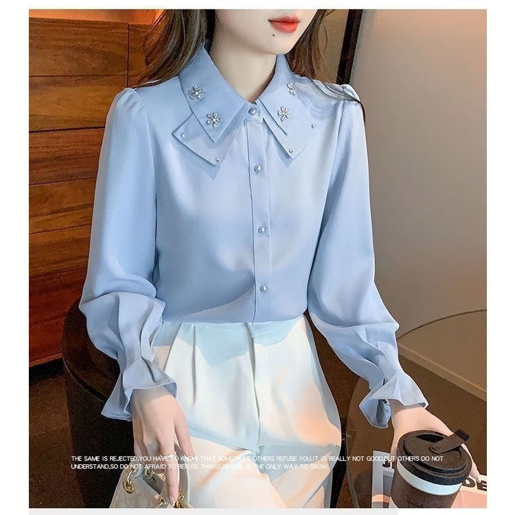 Áo Sơ Mi Vải Voan Cổ POLO Thời Trang Mùa Thu Mới Dành Cho Nữ